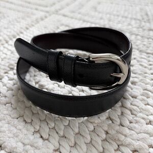 COACH VTG Black Genuine Leather Belt Silver Hardware Womens SMALL EUC